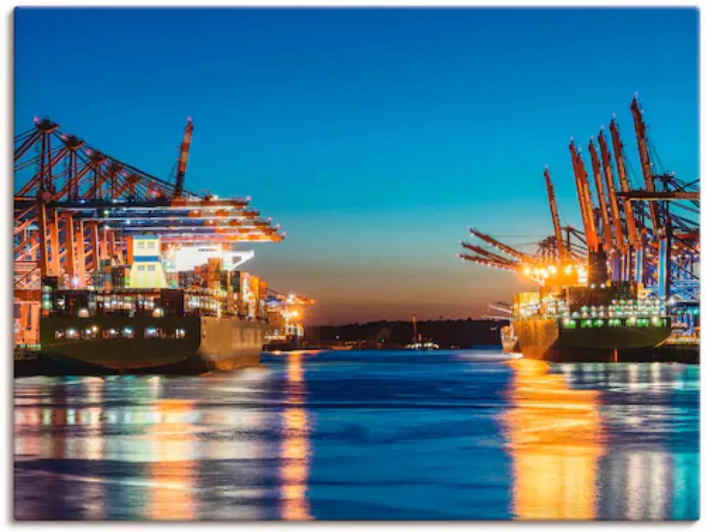 Artland Wandbild "Hamburg Hafen am Abend 2", Deutschland, (1 St.), als Lein günstig online kaufen