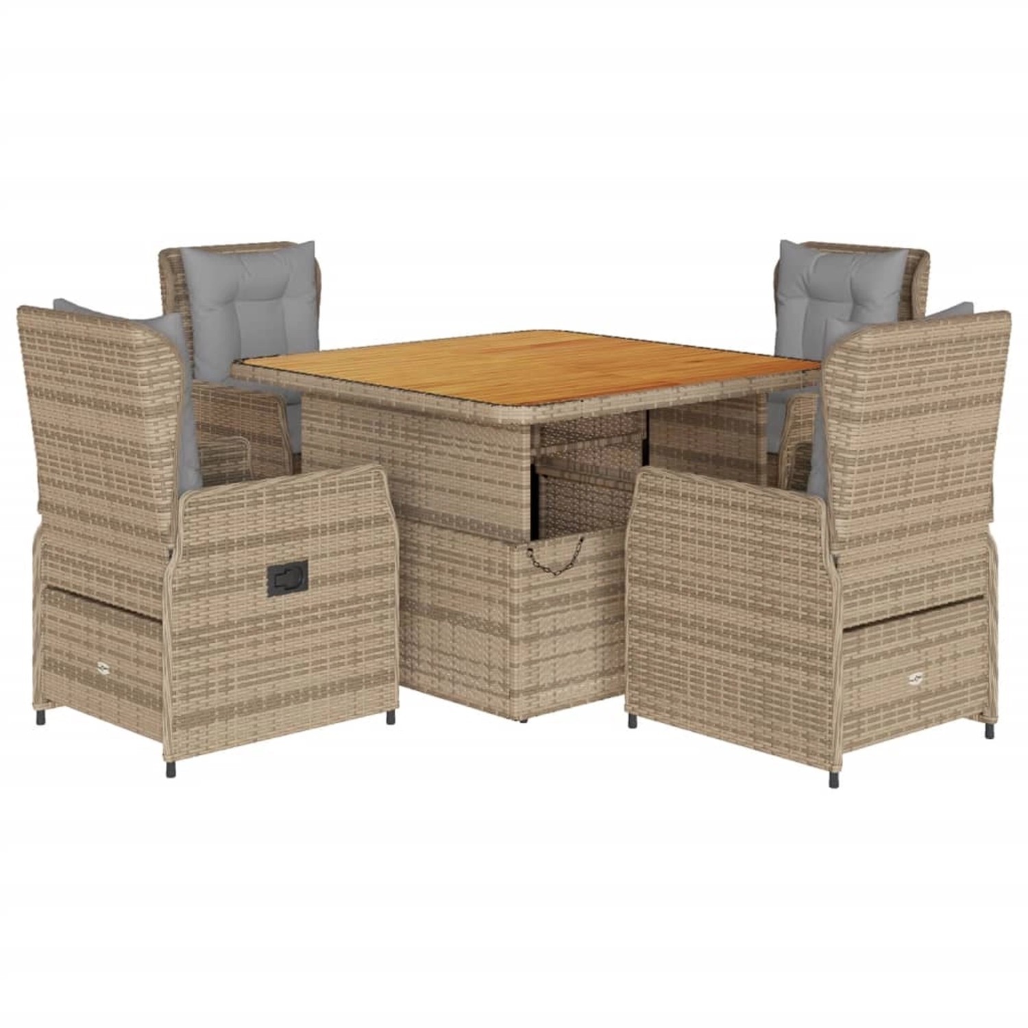 vidaXL 5-tlg Garten-Essgruppe mit Kissen Beige Poly Rattan Modell 49 günstig online kaufen