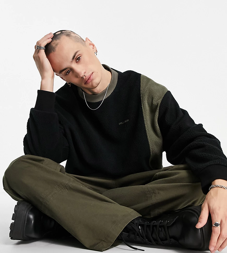 COLLUSION – Oversize-Sweatshirt aus Teddyfell mit zweifarbigem Kontrastdesi günstig online kaufen