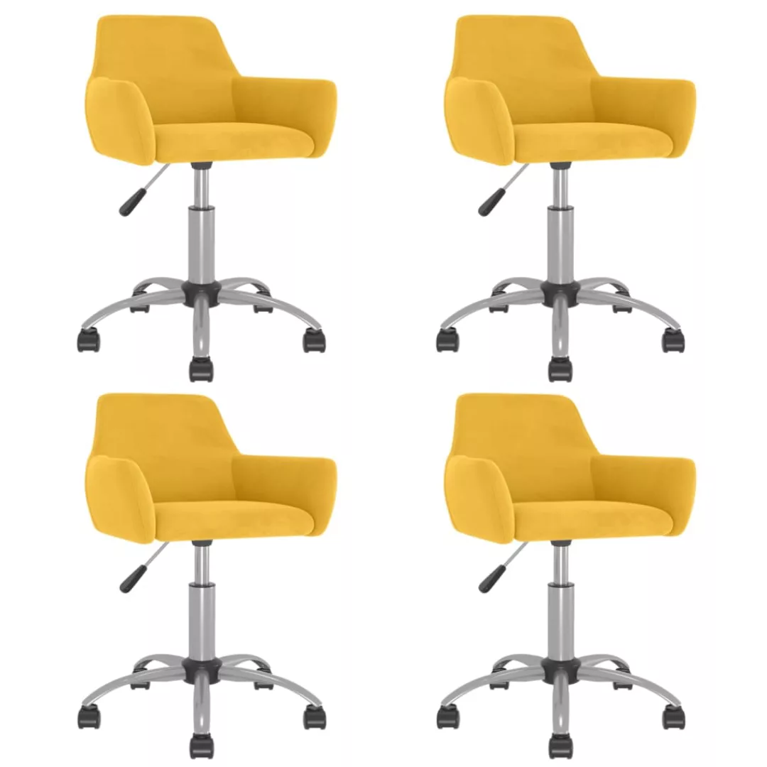 Esszimmerstühle 4 Stk. Drehbar Gelb Samt günstig online kaufen