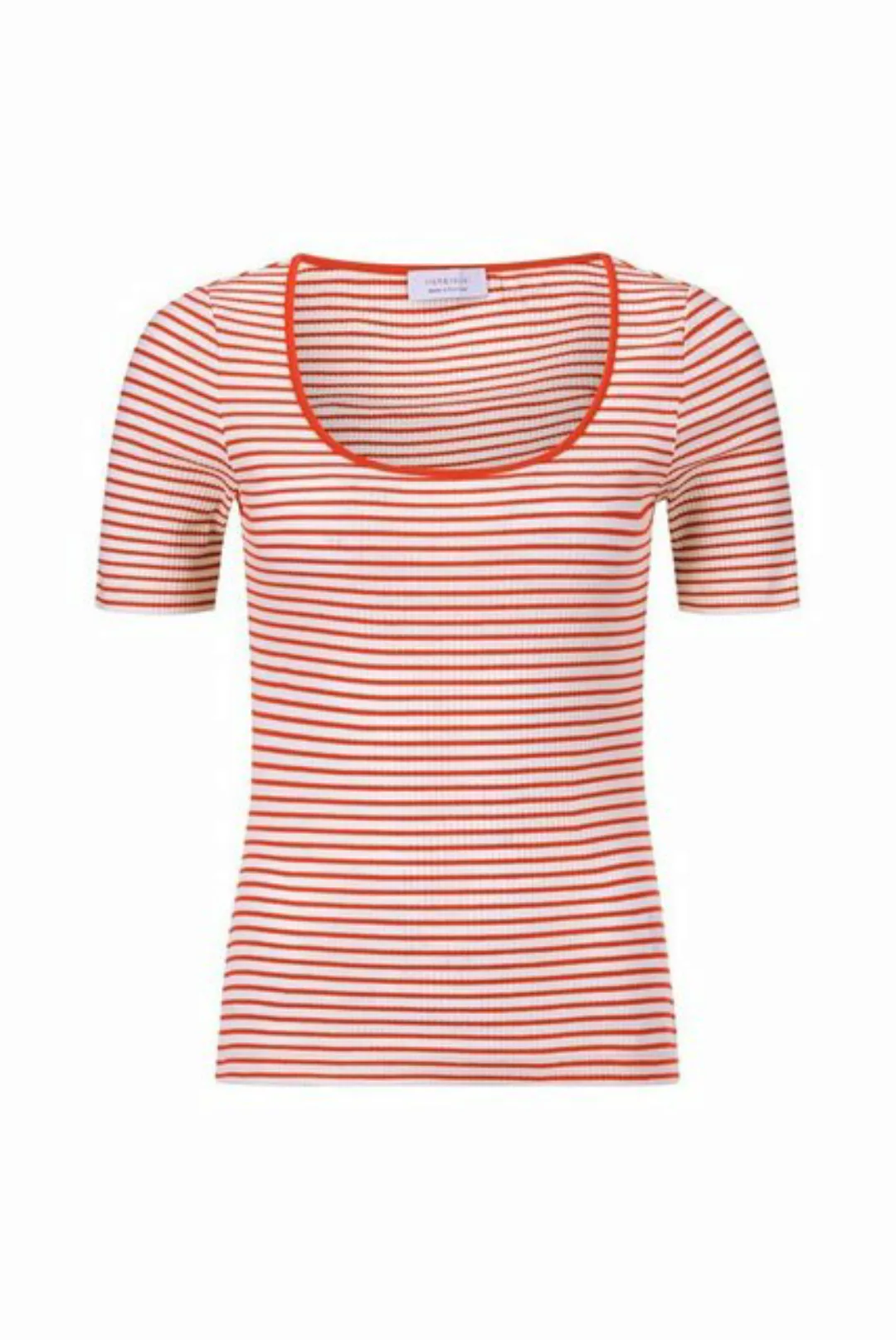 Rich & Royal T-Shirt Organic Rib Shirt Striped, cherry tomato günstig online kaufen