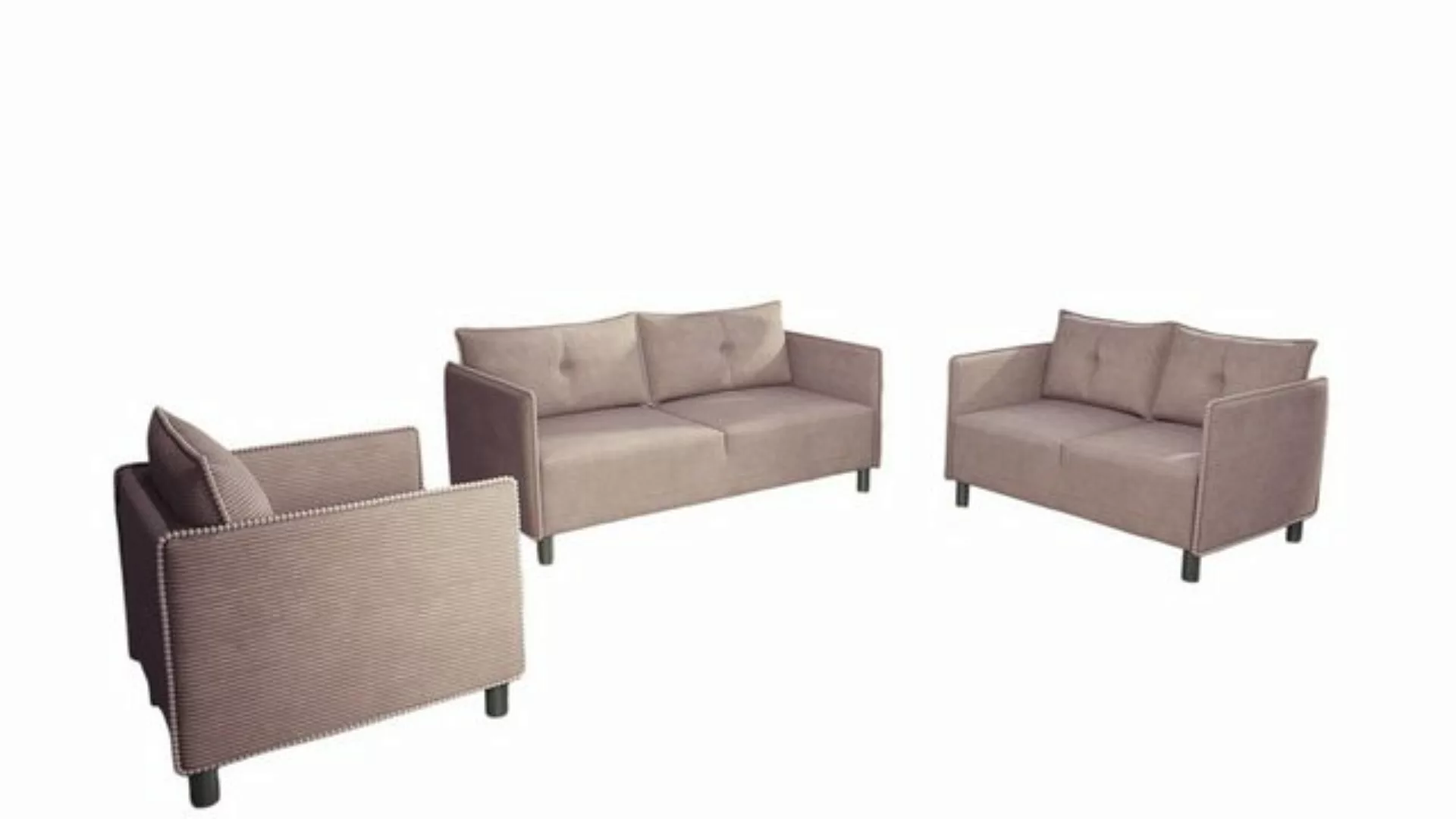 Fun Möbel Polstergarnitur Sofaset Designersofa DECLAN 3-2-1 in Stoff, (inkl günstig online kaufen