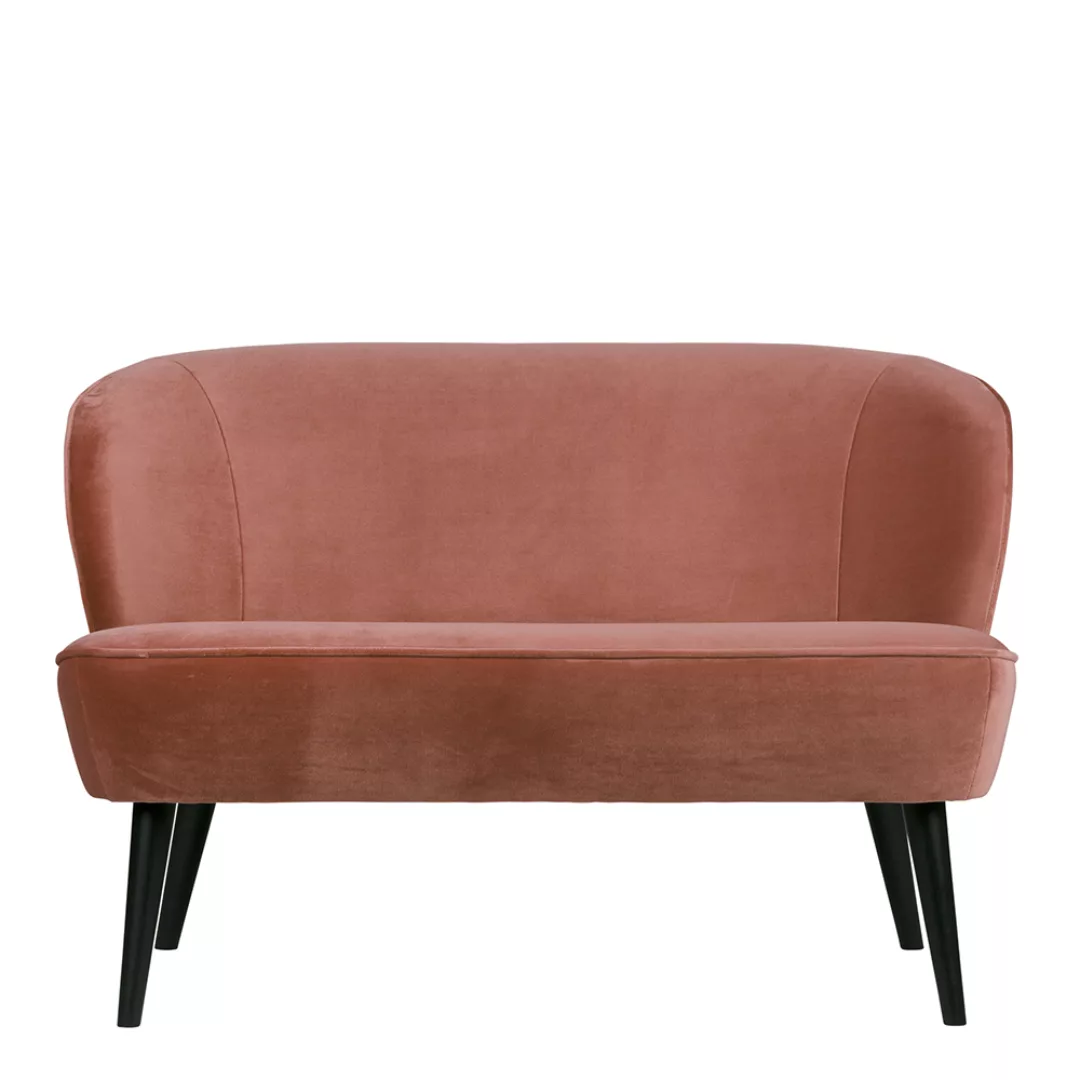 Sofa aus Samt in Rosa Birke Massivholz in Schwarz günstig online kaufen