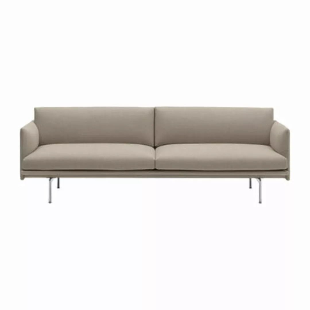 Sofa Outline textil beige / 3-Sitzer - L 220 cm - Muuto - Beige günstig online kaufen