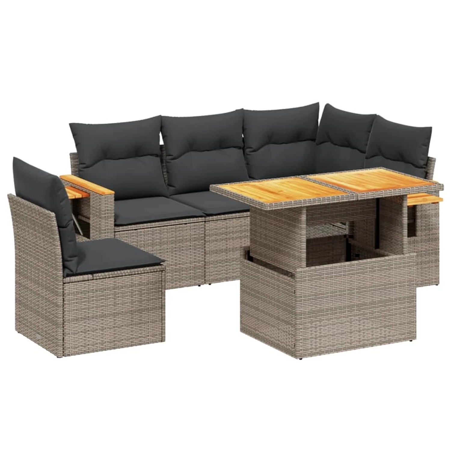 vidaXL 6-Tlg Garten-Sofagarnitur mit Kissen Grau Poly Rattan 3273524 günstig online kaufen