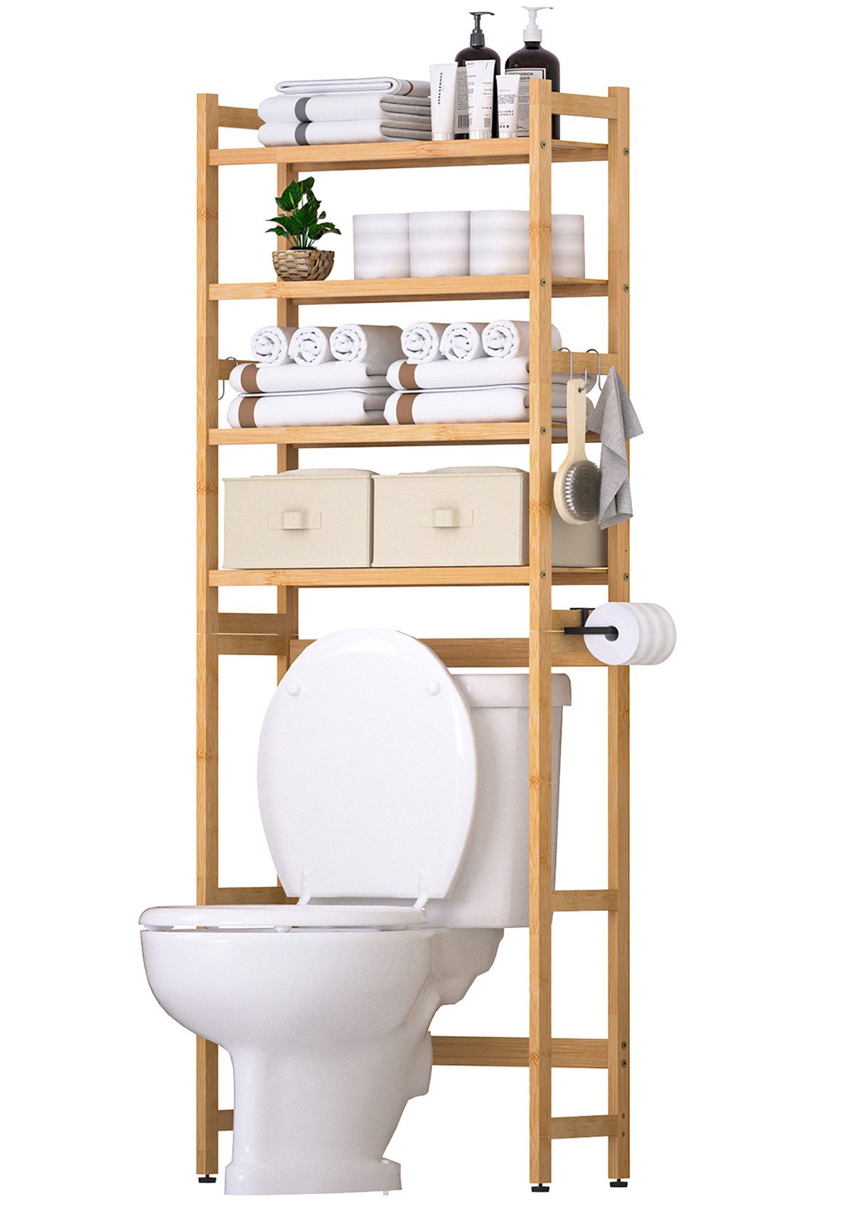Yorbay Badregal Toilettenregal Bambus mit 4 günstig online kaufen