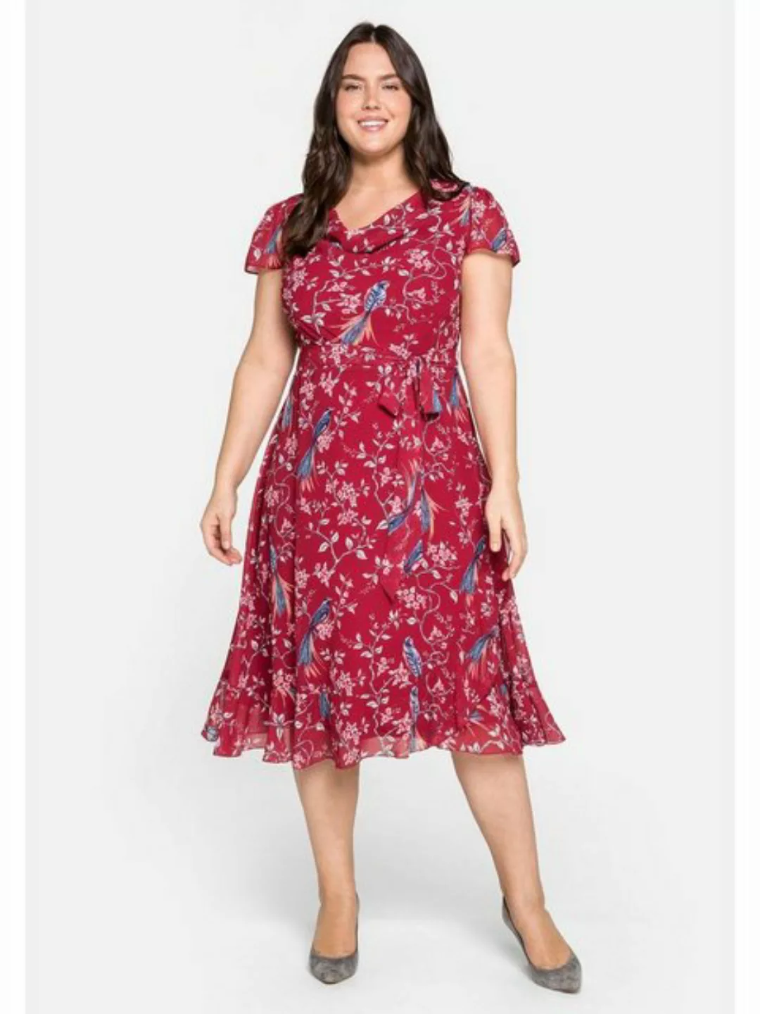 sheego by Joe Browns Chiffonkleid Große Größen mit Blumenprint und Wasserfa günstig online kaufen