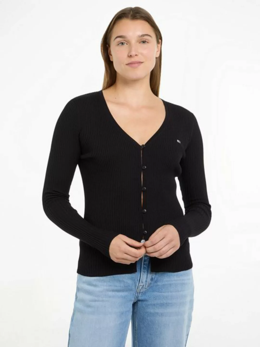 Tommy Jeans Strickjacke TJW TECH RIB CARDIGAN in modischer Rippoptik günstig online kaufen