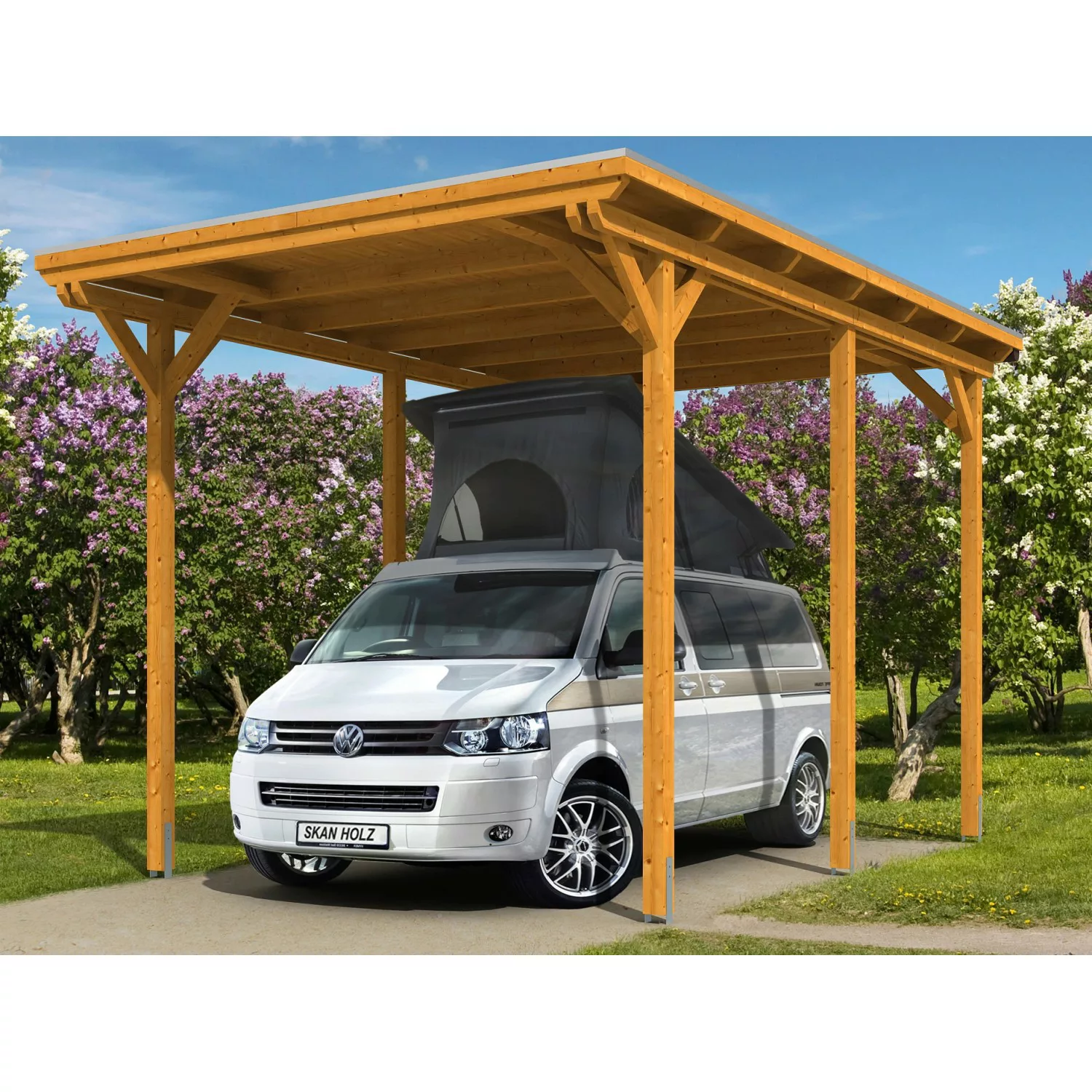 Skan Holz Carport Emsland Caravan 404 cm x 604 cm Eiche hell günstig online kaufen