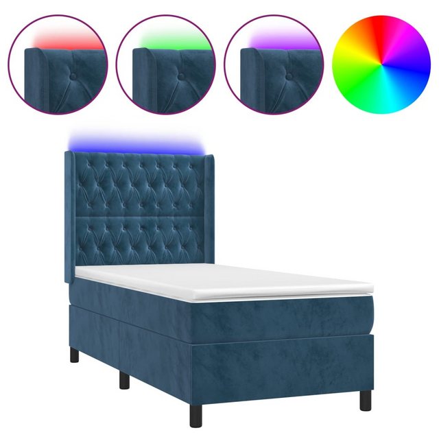 vidaXL Boxspringbett Boxspringbett mit Matratze und LED Samt (80 x 200 cm, günstig online kaufen