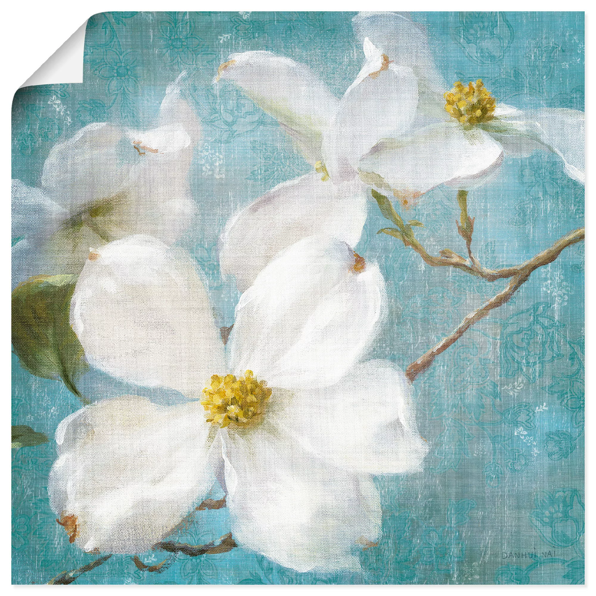 Artland Wandbild "Vintage Blüte I", Blumen, (1 St.), als Leinwandbild, Post günstig online kaufen