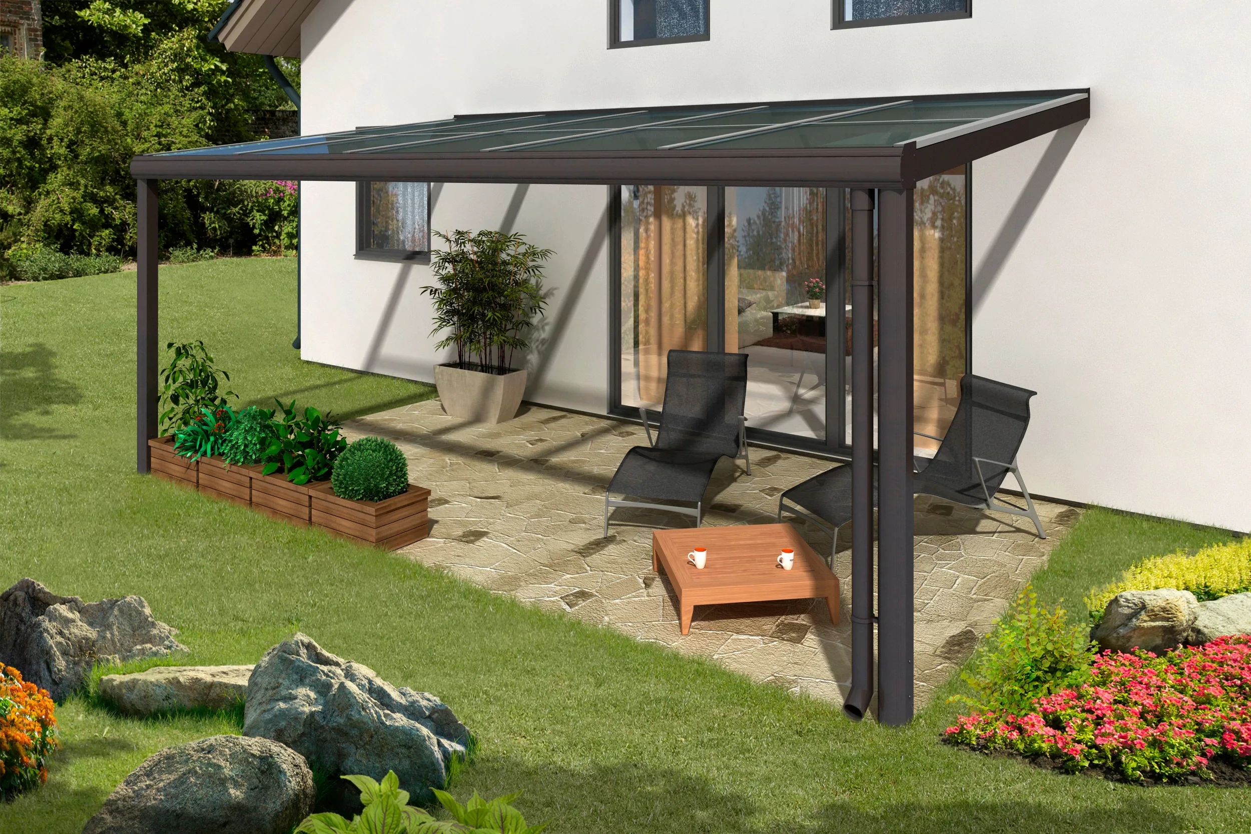 Skan Holz Terrassenüberdachung Modena 541 x 257 cm Aluminium Anthrazit günstig online kaufen
