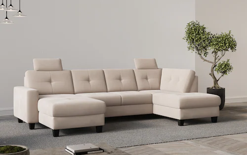 Places of Style Wohnlandschaft "Varese", Kreuznaht in beige günstig online kaufen