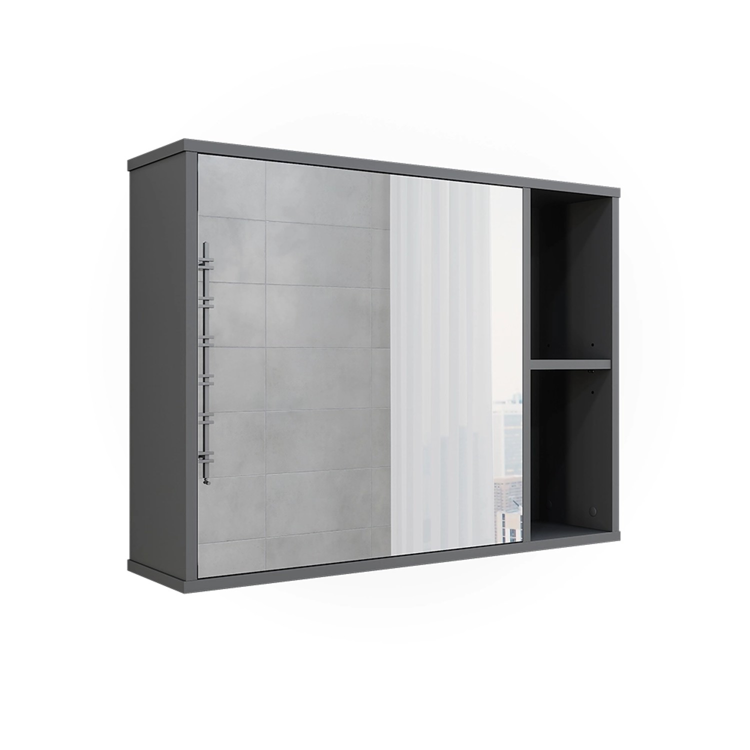 Vicco Badspiegelschrank Leano Anthrazit 80 x 60 cm günstig online kaufen