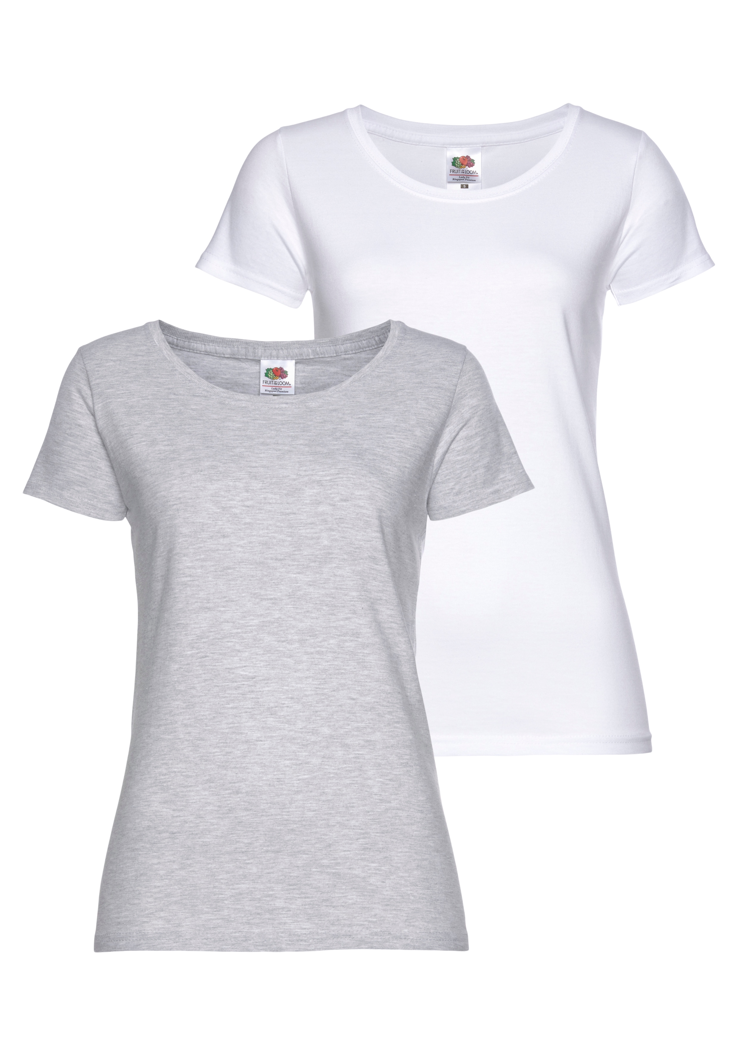 Fruit of the Loom Rundhalsshirt "Lady Fit Premium", (Packung, 2 tlg., 2er-P günstig online kaufen