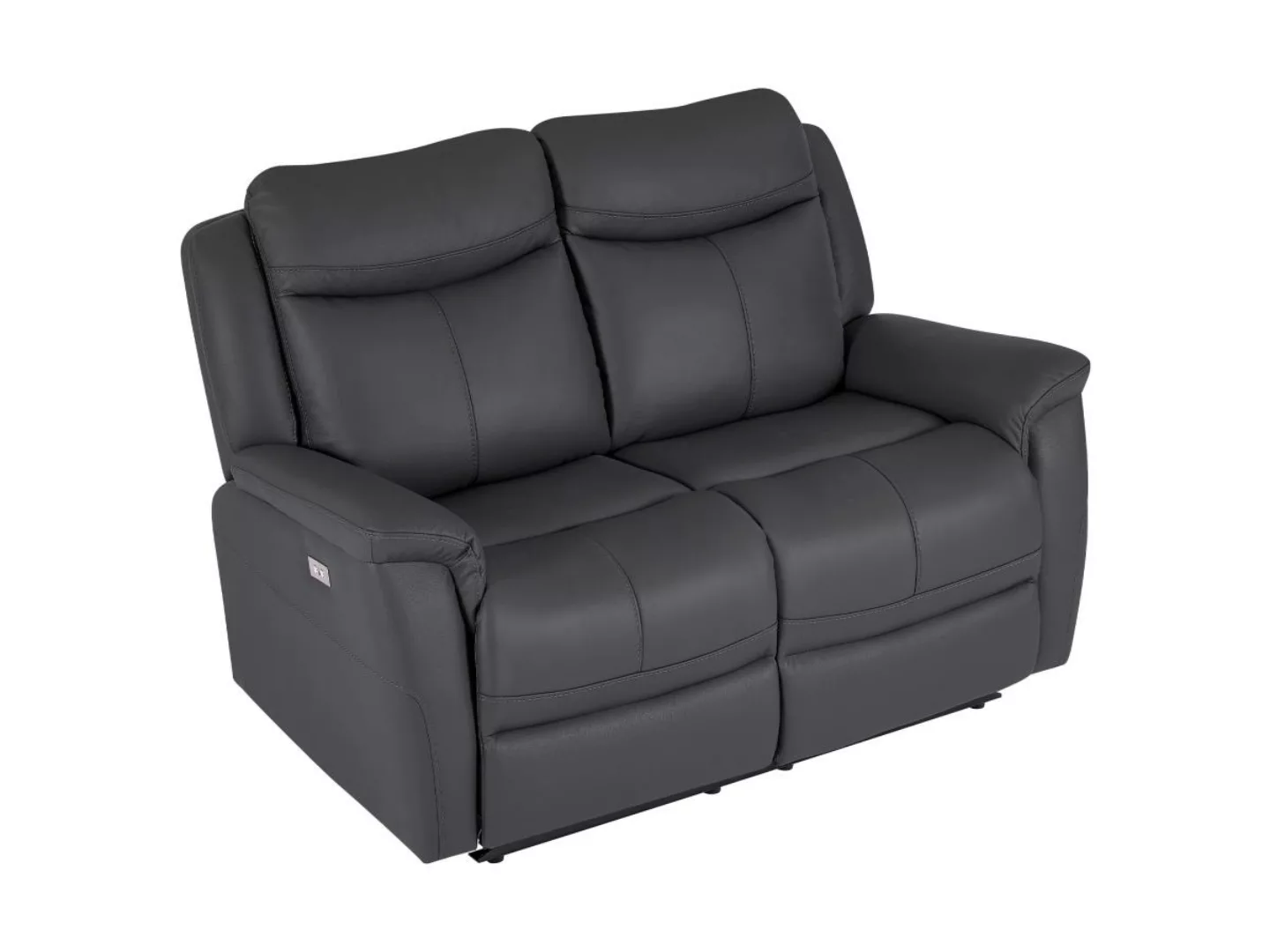 Relaxsofa 2-Sitzer elektrisch - Rindsleder - Anthrazitgrau - NOMAJO günstig online kaufen