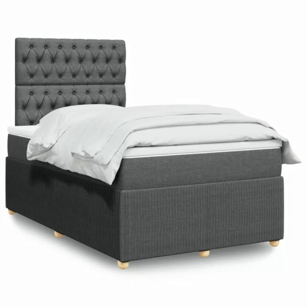 vidaXL Boxspringbett, Boxspringbett mit Matratze Dunkelgrau 120x190 cm Stof günstig online kaufen