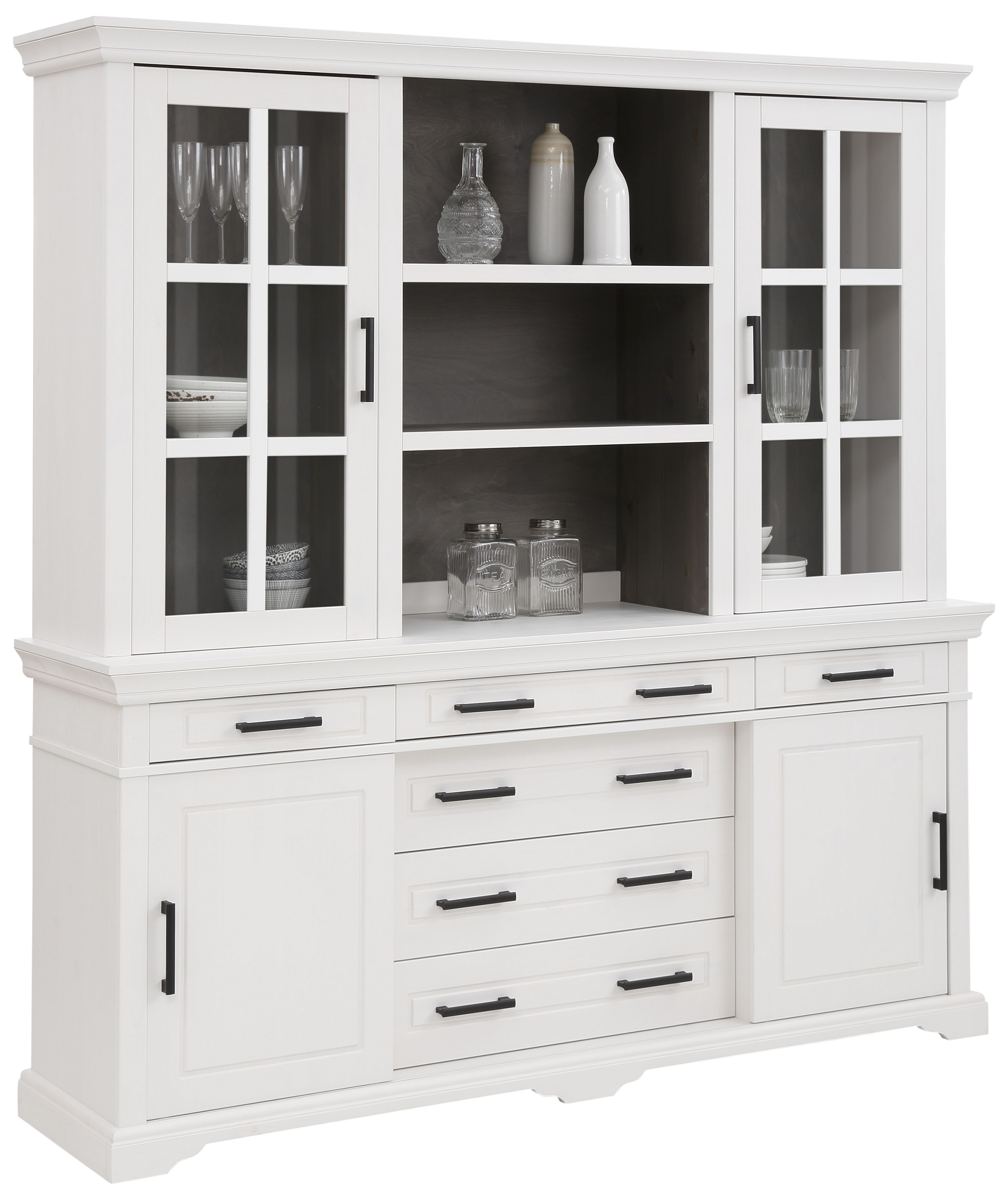 Home affaire Buffet "Anabel, mit Glastüren und Metallgriffen", aus massiver günstig online kaufen
