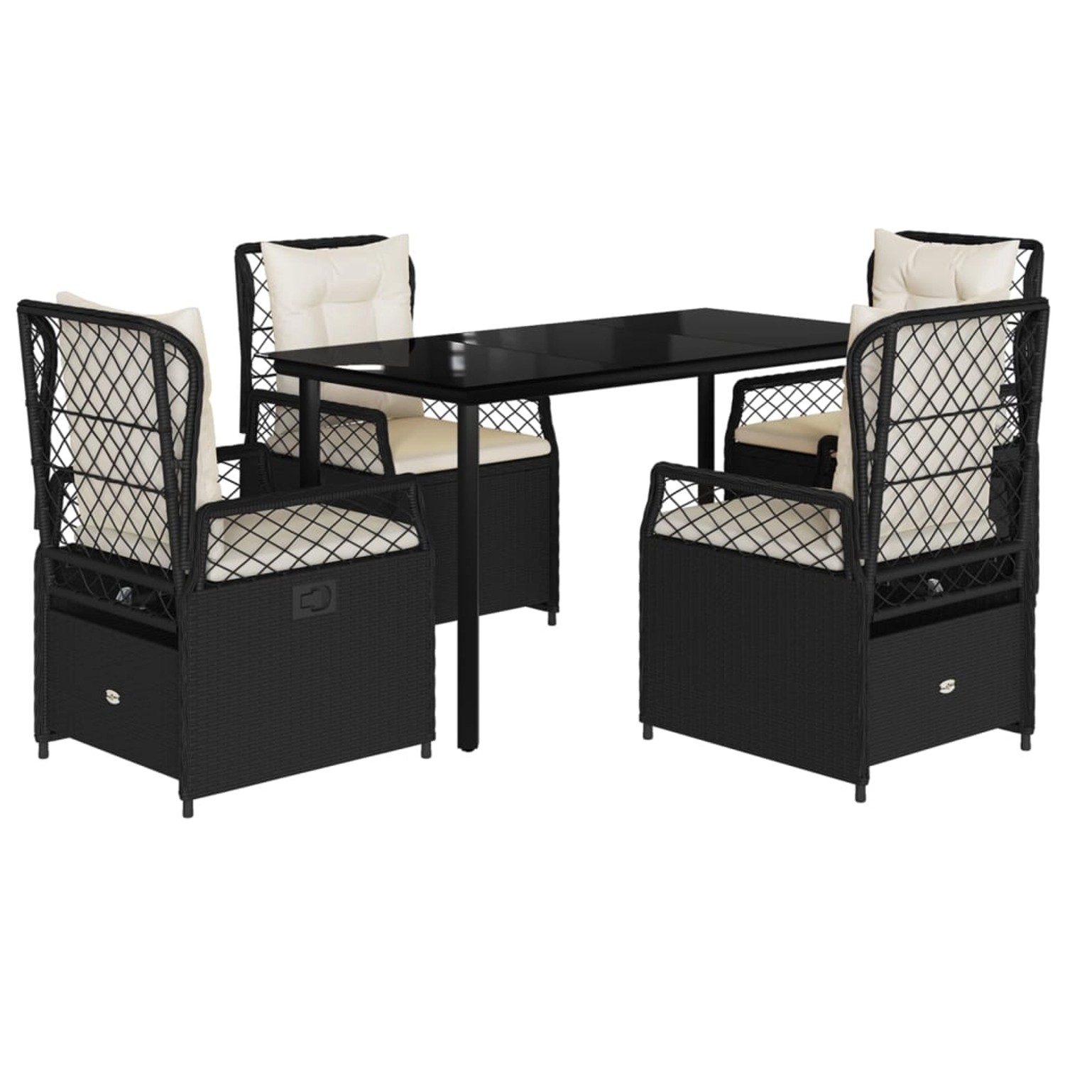 vidaXL 5-Tlg Garten-Essgruppe mit Kissen Schwarz Poly Rattan 3262966 günstig online kaufen