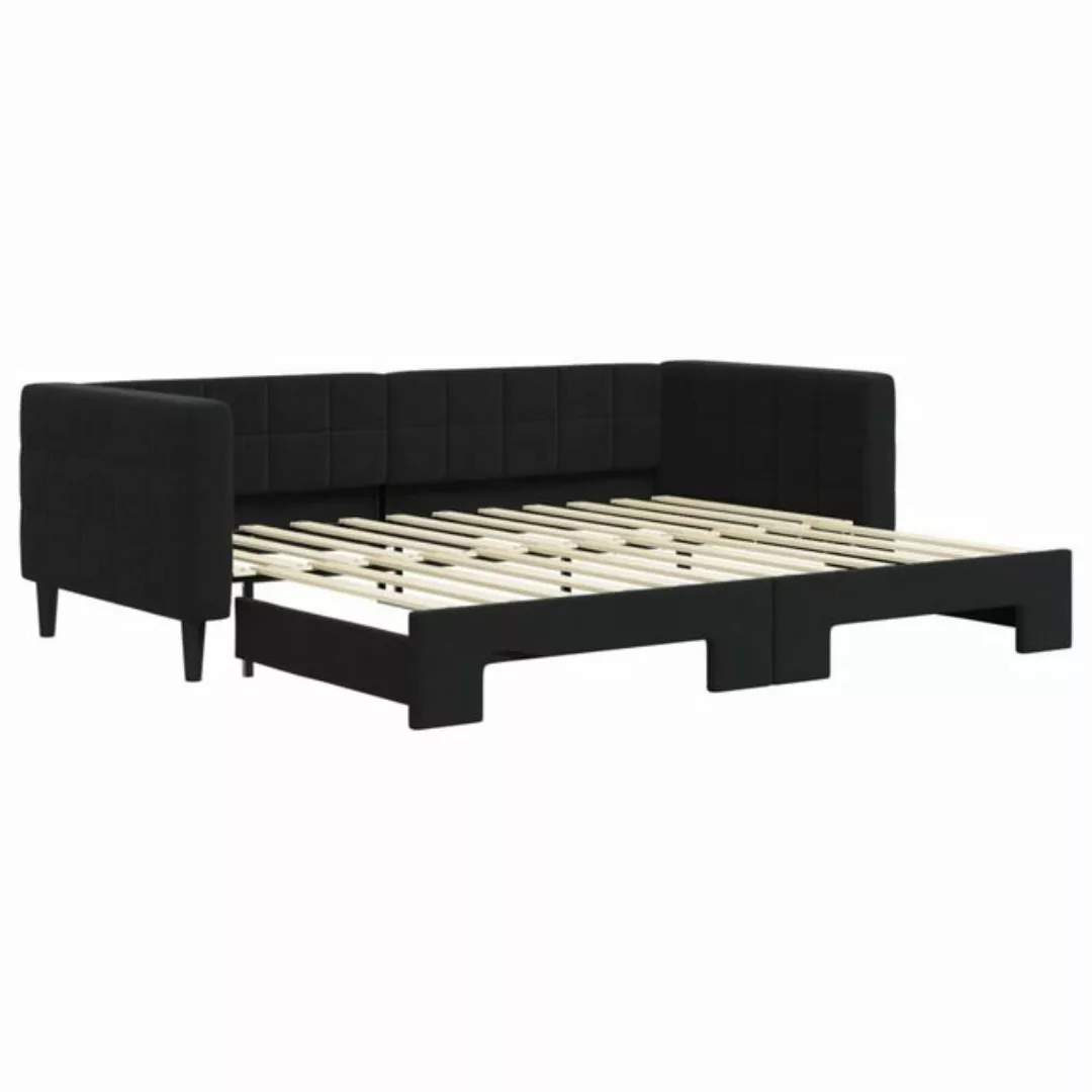 furnicato Bett Tagesbett Ausziehbar Schwarz 90x200 cm Samt (1-tlg) günstig online kaufen