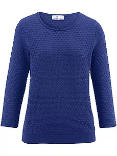 Rundhals-Pullover aus 100% Baumwolle Supima Peter Hahn blau günstig online kaufen