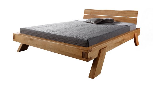 Massivart® Massivholzbett Balkenbett BORGE 140 cm oder 180 cm / Wildeiche m günstig online kaufen