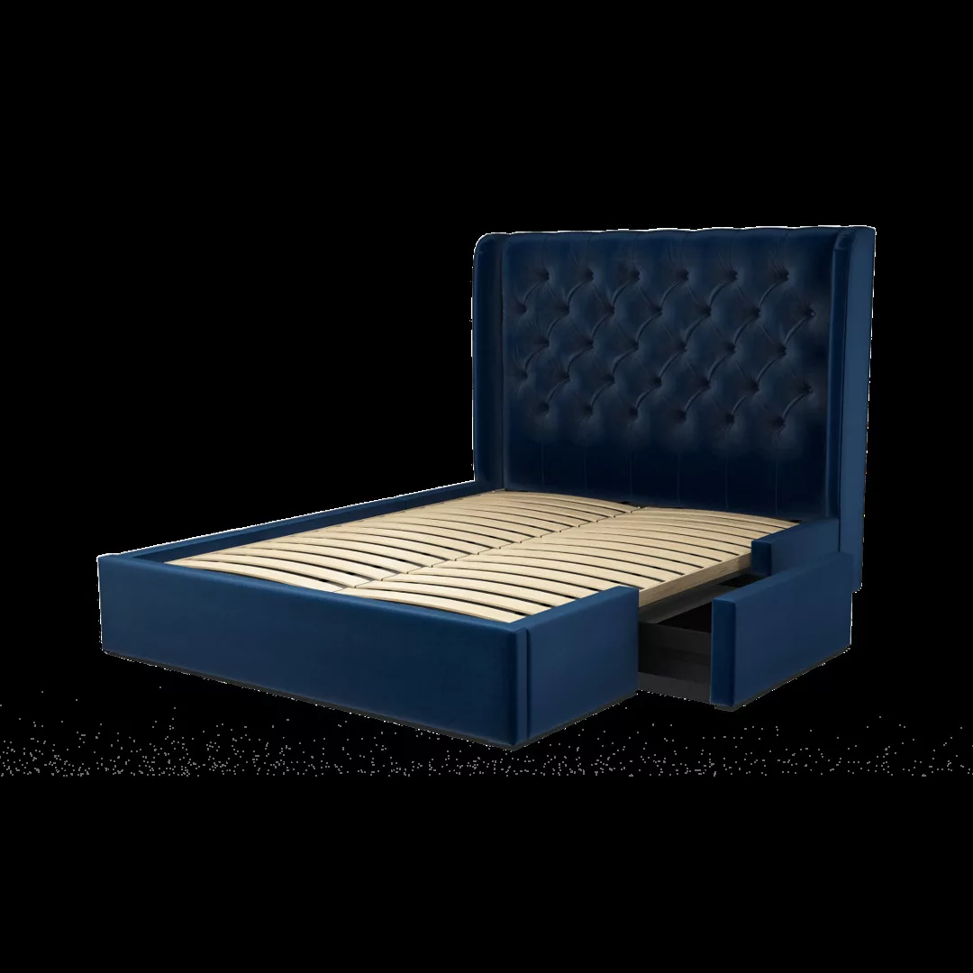 Romare Polsterbett mit Schubladen (160 x 200 cm), Royalblau - MADE.com günstig online kaufen