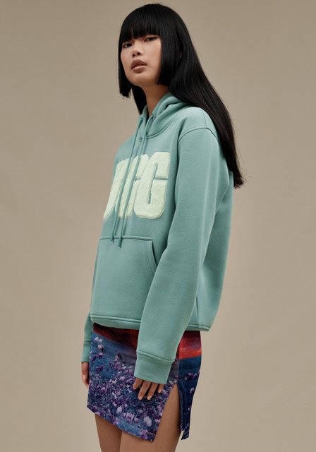 UGG Kapuzensweatshirt W REY FUZZY LOGO HOODIE mit flauschigem Logo günstig online kaufen