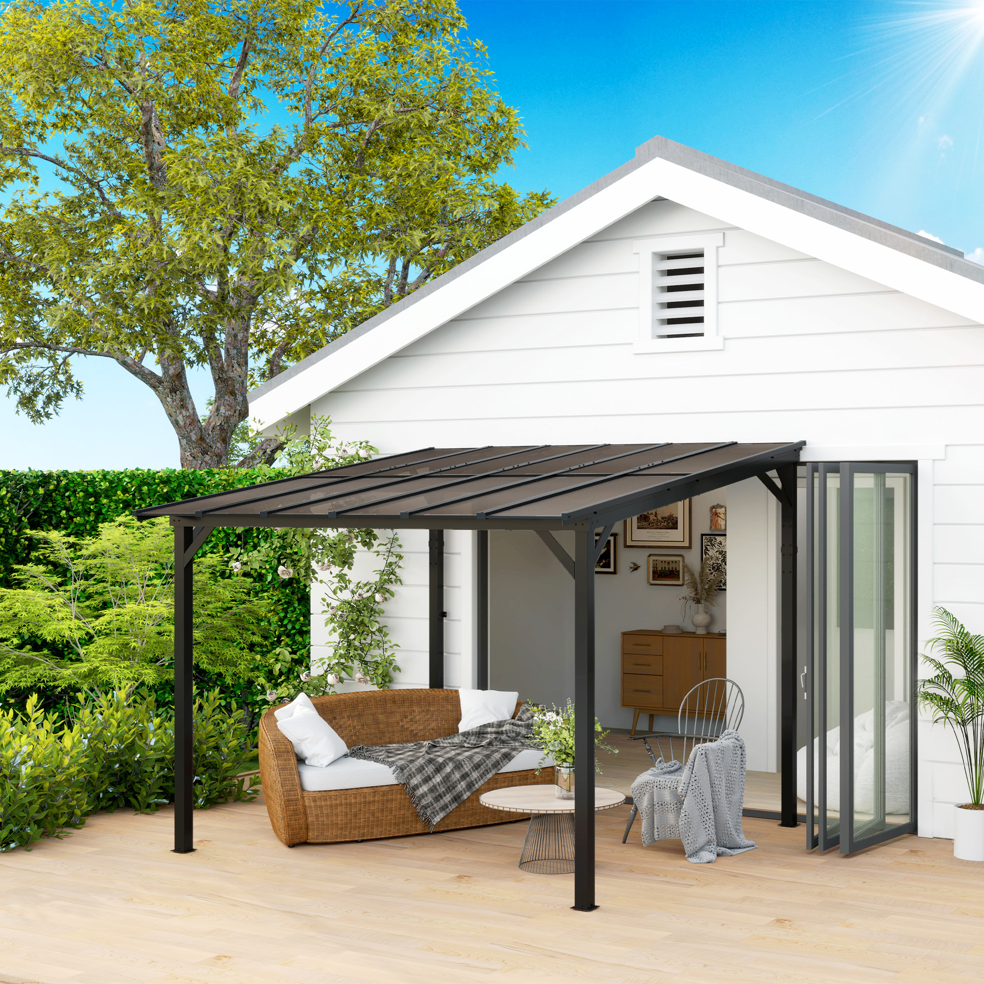 Outsunny Pergola Pavillon ca. 3x3m, Wasserdicht, Stabil, Winterfest Terrass günstig online kaufen