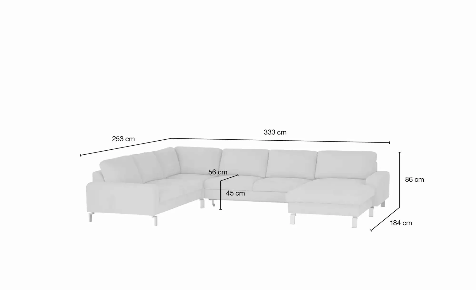 Max Schelling Wohnlandschaft  Maximum ¦ grau ¦ Maße (cm): B: 333 H: 86 T: 2 günstig online kaufen