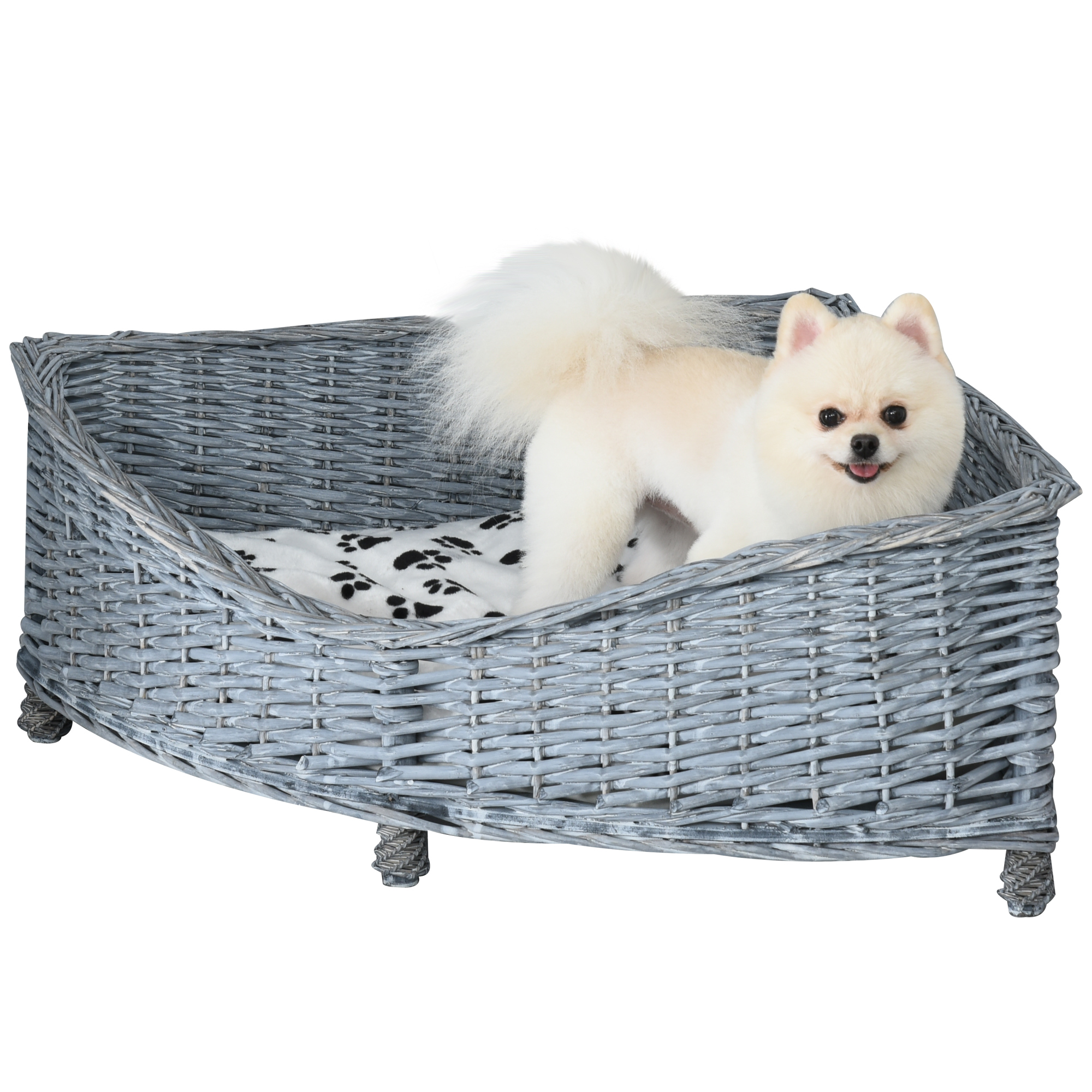 PawHut Hundesofa Rattan Haustierbett für kleine Hunde & Katzen, Eck-Design günstig online kaufen