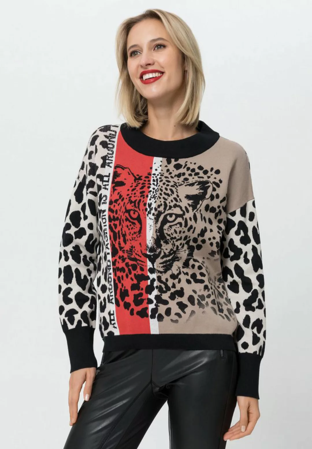 TUZZI Strickpullover mit Leopardenmuster günstig online kaufen