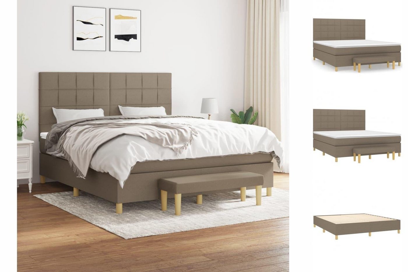 vidaXL Boxspringbett Boxspringbett mit Matratze Taupe 180x200 cm Stoff Bett günstig online kaufen