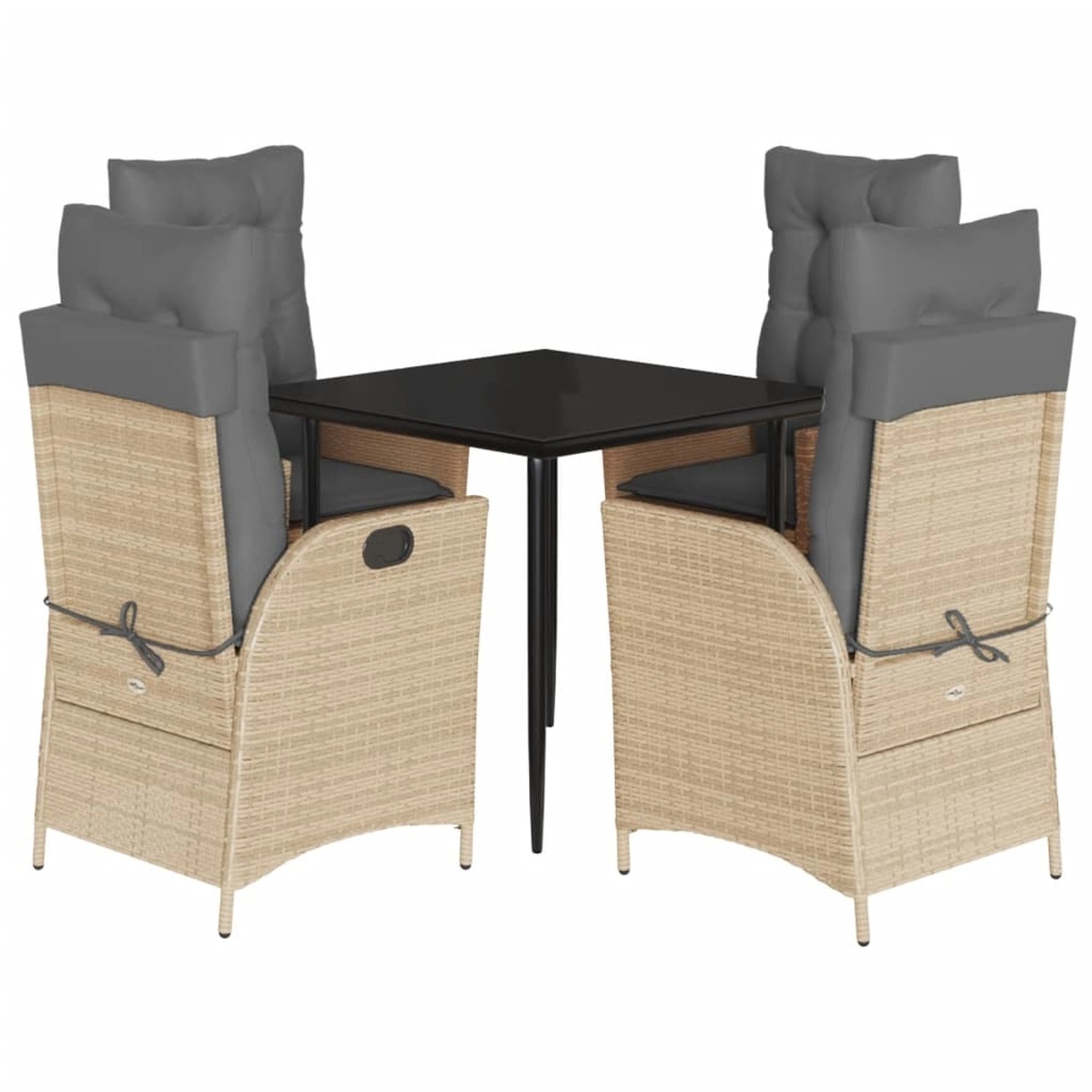 vidaXL 5-Tlg Garten-Essgruppe mit Kissen Beige Poly Rattan 3213255 günstig online kaufen