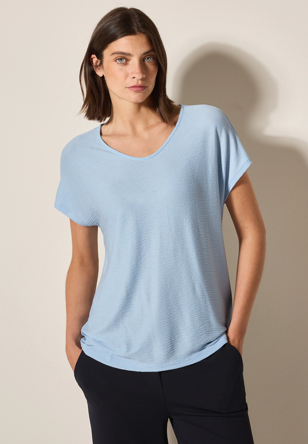 Cecil V-Shirt, aus softem Materialmix günstig online kaufen