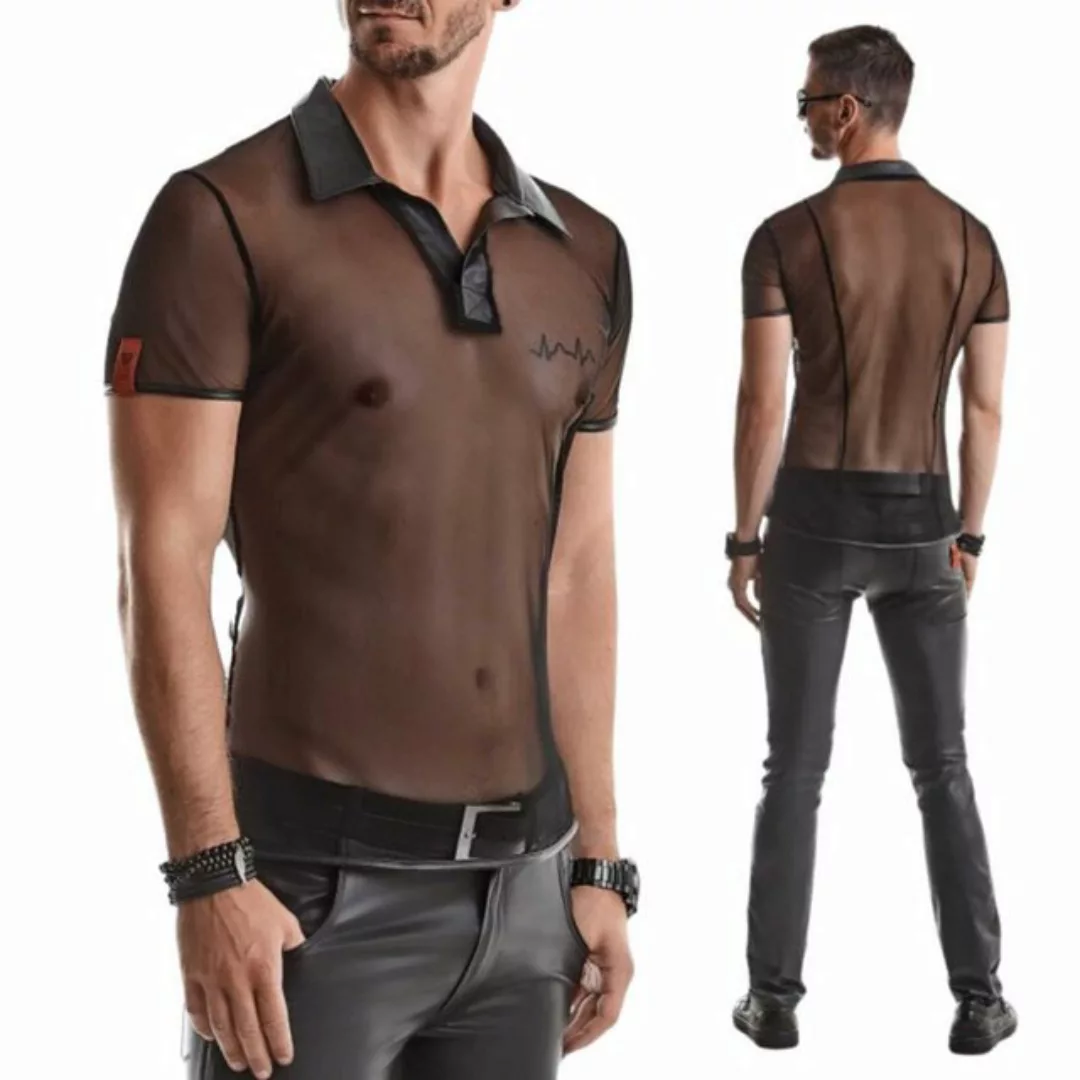 Regnes Fetish Planet Kurzarmhemd Roberto transparentes Polo Shirt schwarz L günstig online kaufen