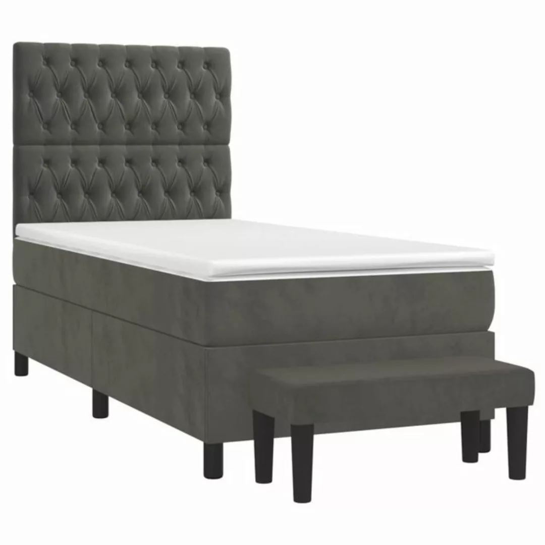 vidaXL Bettgestell Boxspringbett mit Matratze Dunkelgrau 90x200 cm Samt Bet günstig online kaufen