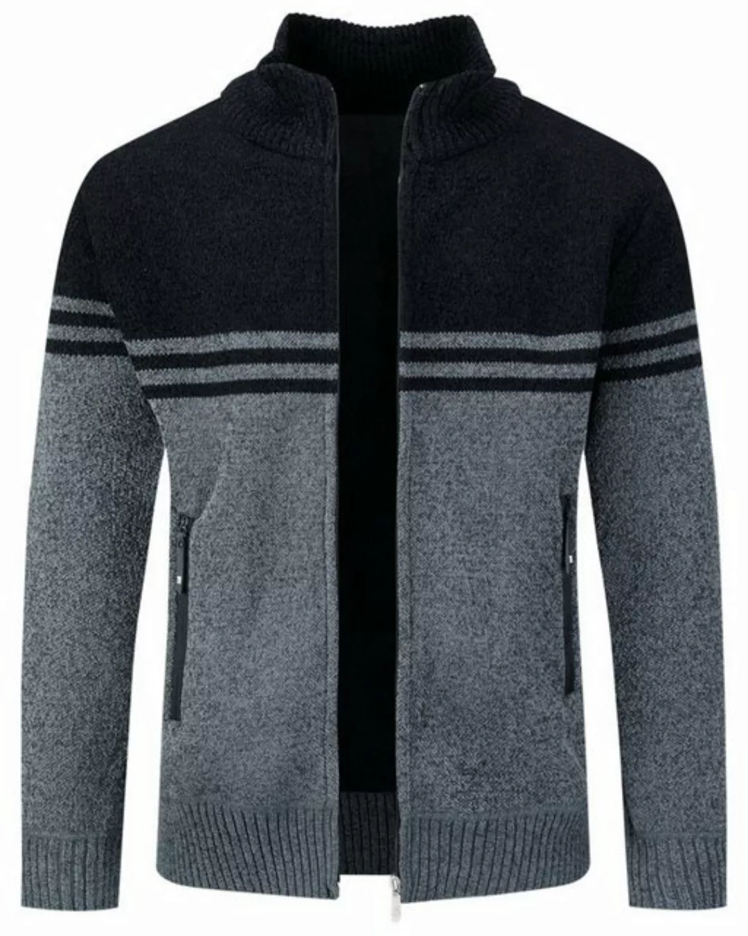 Allthemen Cardigan mit Stehkragen Grobstrick Strickjacke warm Strickpullove günstig online kaufen