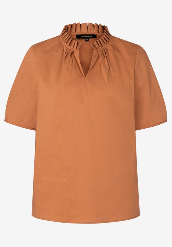 Bluse mit Fältchen-Stehkragen, clay brown, Sommer-Kollektion günstig online kaufen