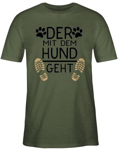 Shirtracer T-Shirt Der mit dem Hund geht - schwarz Geschenk für Hundebesitz günstig online kaufen