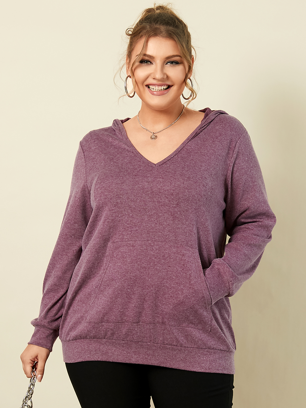 YOINS Plus Größe Pullover Kapuzen Design Langarm Sweatshirt günstig online kaufen