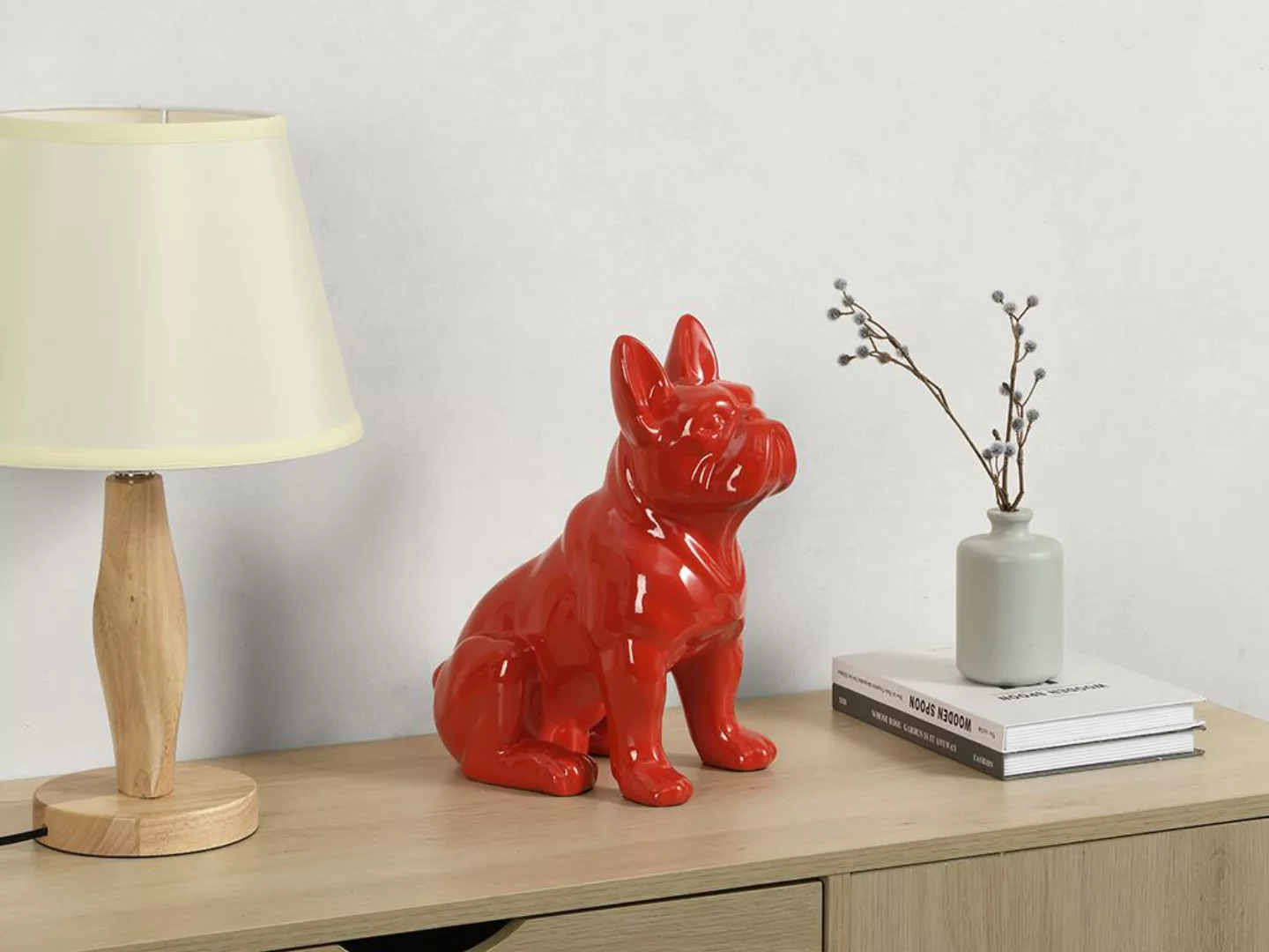 Bulldogge-Skulptur - 27 x 16 x 32 cm - Kunstharz - Rot - DOGGO günstig online kaufen