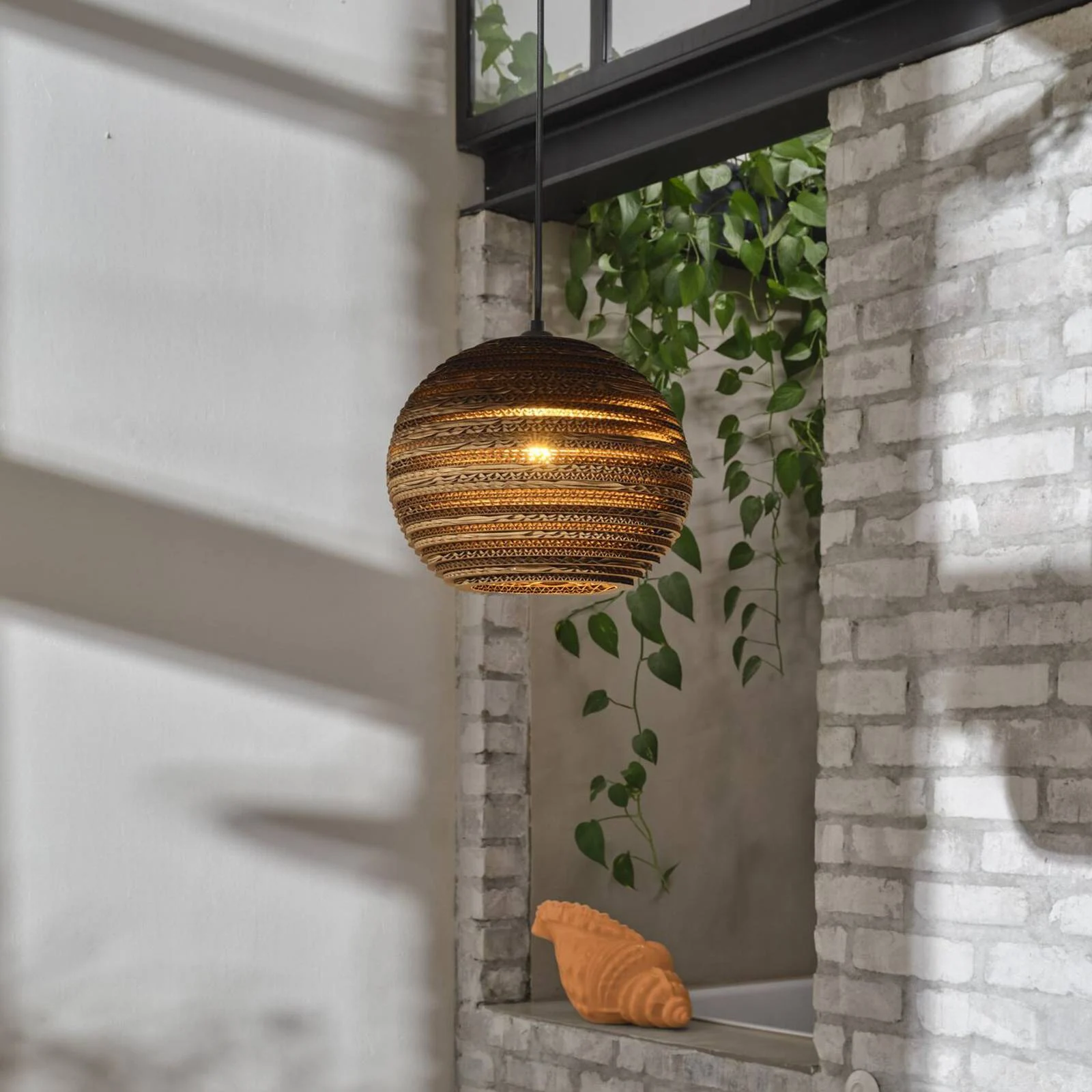 OSRAM Hängeleuchte BALL, braun, Ø 26 cm, Wellpappe, E27 günstig online kaufen