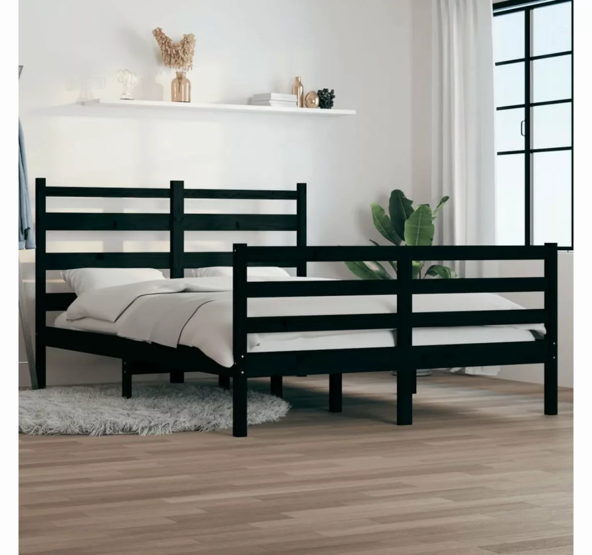 furnicato Bett Massivholzbett Kiefer 120x200 cm Schwarz günstig online kaufen