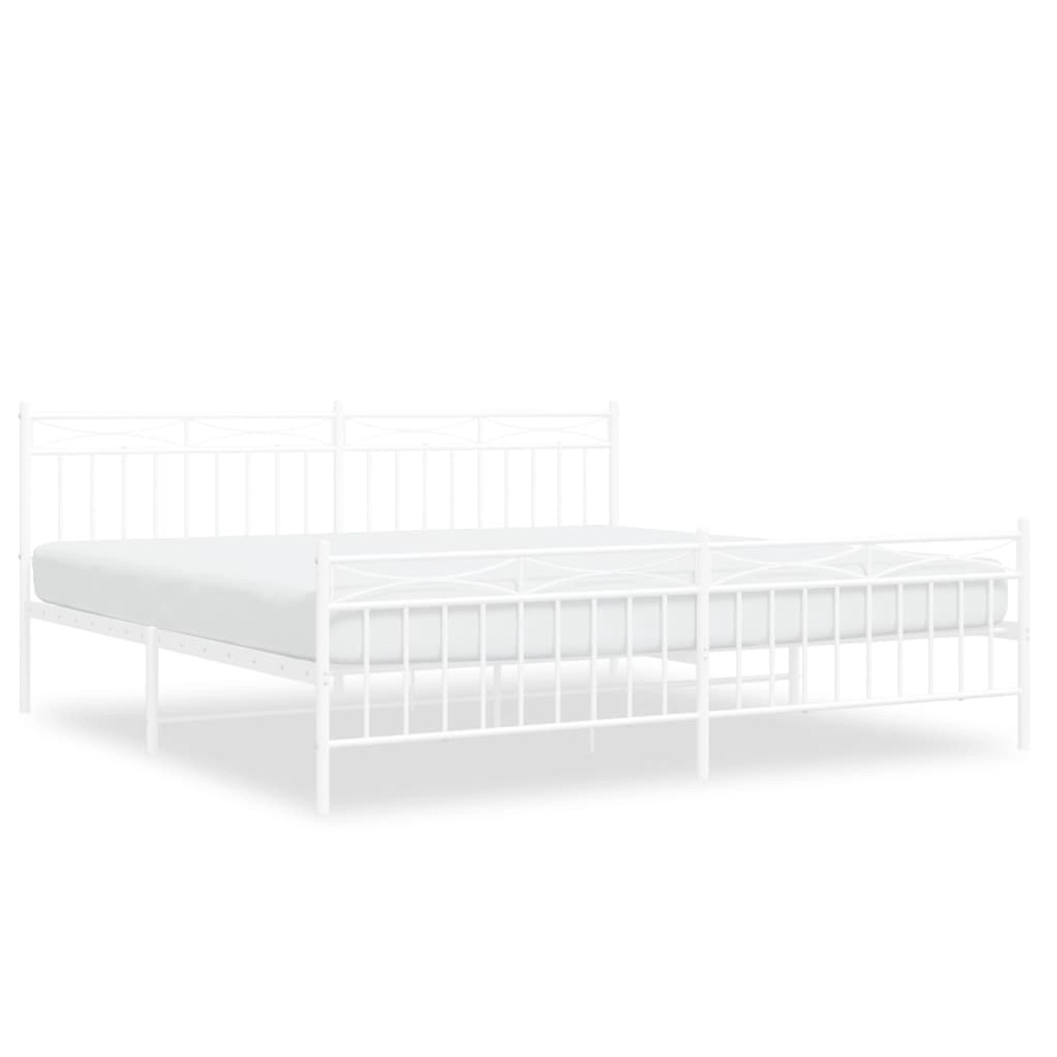 vidaXL Bett Bettgestell mit Kopf- und Fußteil Metall Weiß 200x200 cm günstig online kaufen