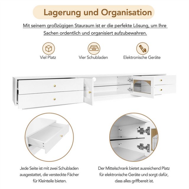 autolock TV-Schrank TV-Schrank mit 4 Schubladen und zwei, TV Lowboard, 220* günstig online kaufen