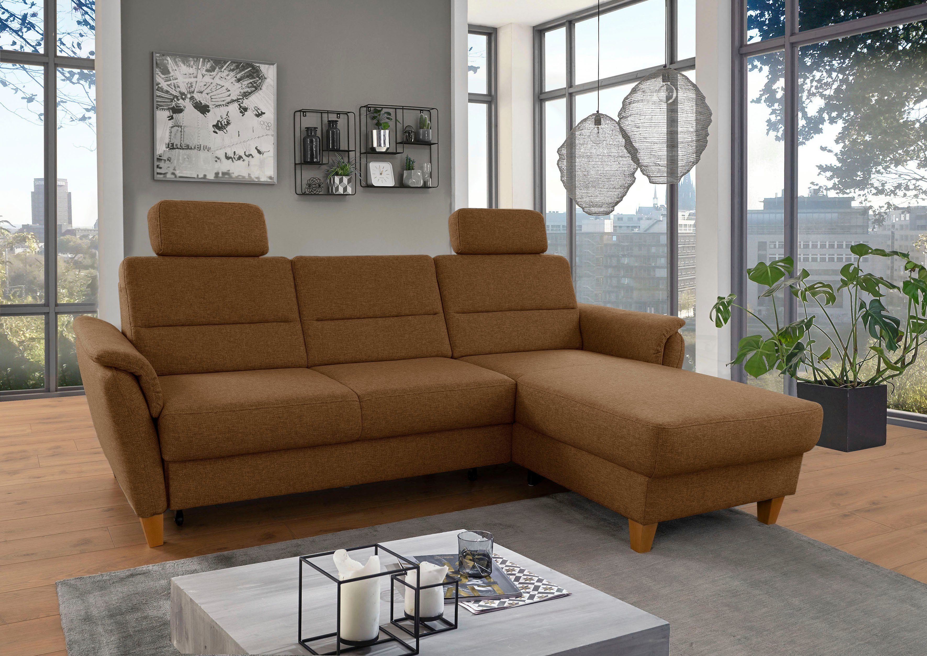 Home affaire Ecksofa "Palmera L-Form", Federkern, wahlweise mit Bettfunktio günstig online kaufen