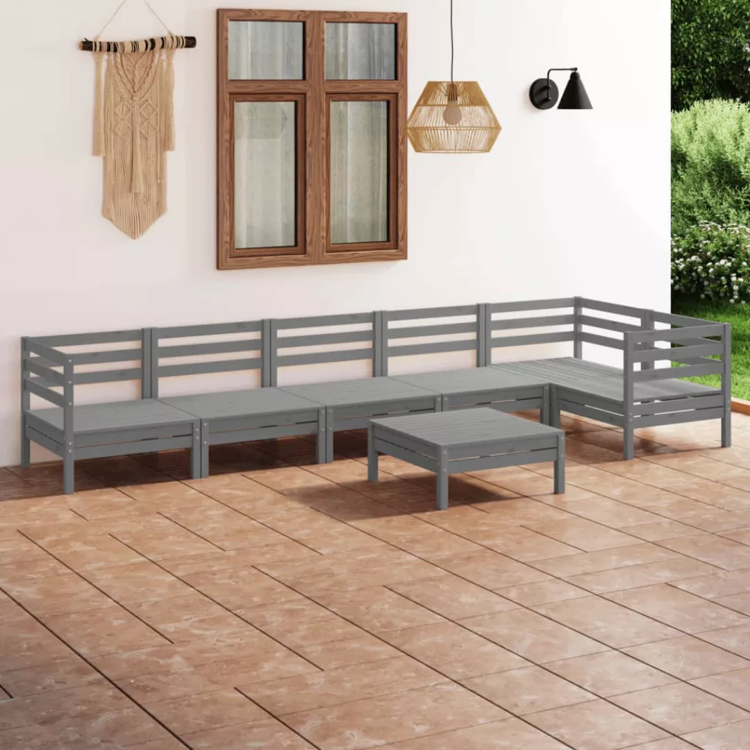 7-tlg. Garten-lounge-set Kiefer Massivholz Grau günstig online kaufen