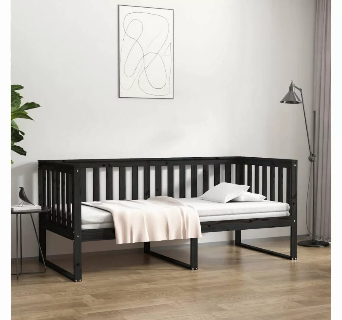 vidaXL Bett Tagesbett Schwarz 90x190 cm Massivholz Kiefer günstig online kaufen