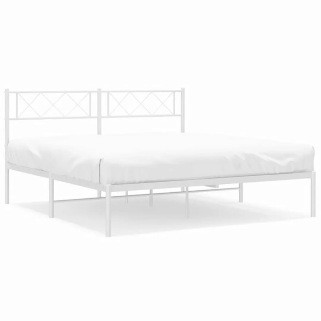 vidaXL Bettgestell mit Kopfteil Metall Weiß 160x200 cm Modell 111881154 günstig online kaufen